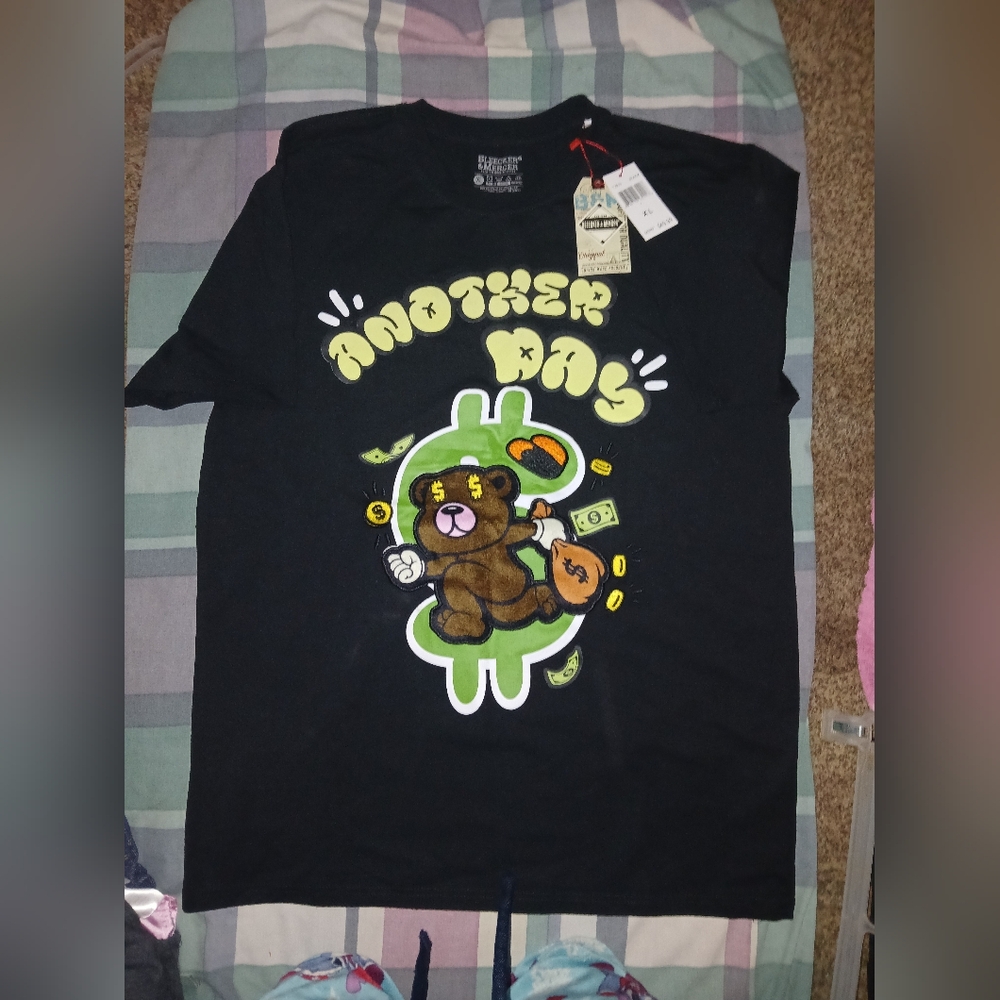Famous Stars & Straps Black Tee with Bear Graphic